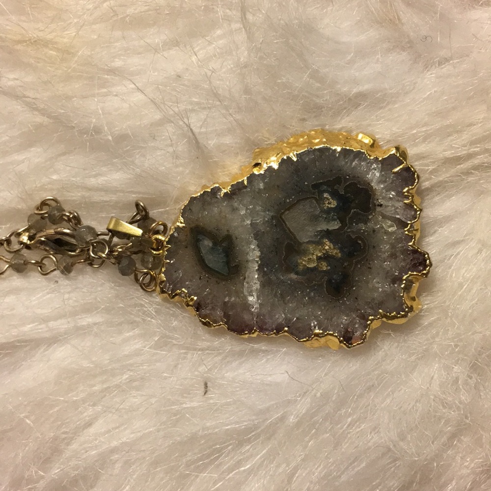 Gold plated stone necklace